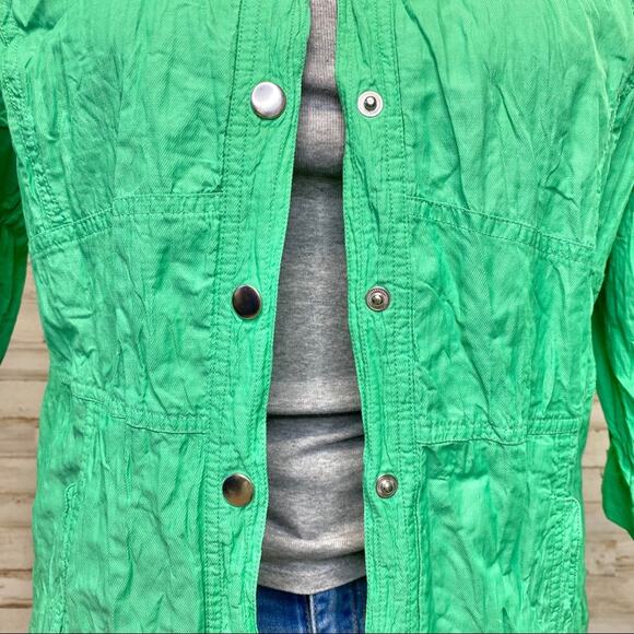 Zenergy by Chico’s Hayden Jacket Womens Size Chico's 2 or L Crinkle Green - Picture 4 of 14